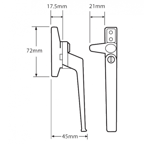 Avocet Cockspur Window Handle Key Locking – White UPVC Replacement, Left/Right Handed