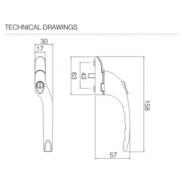 Pro Cranked White Espag Window Handles